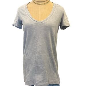 JAMES PERSE Gray Distressed Scoop Neck Tee Women size 2